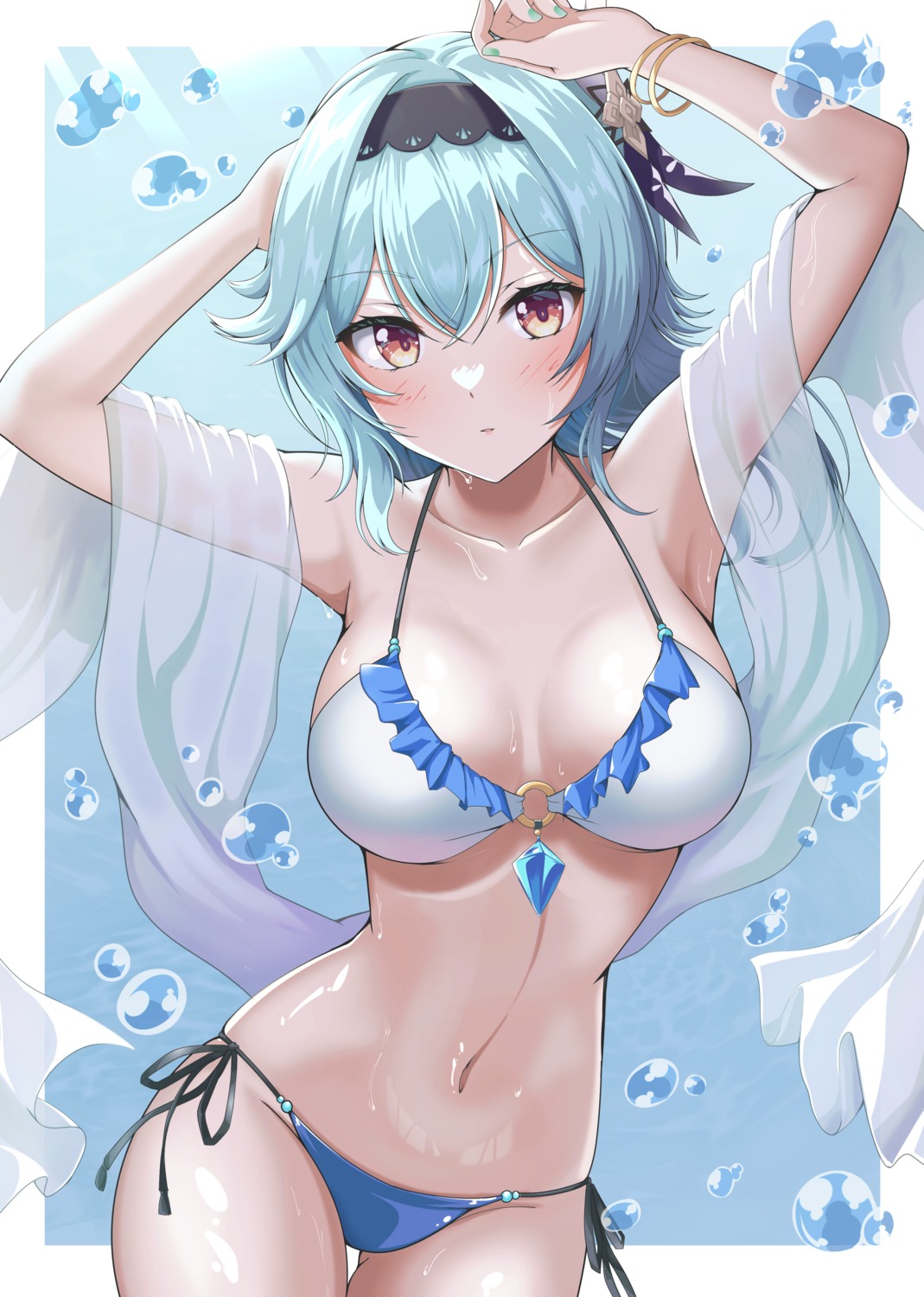 bikini eula genshin_impact swimsuits wet yashita_saki