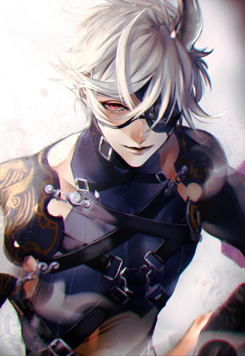 eyepatch horns male nipponia_nippon onimaru_kunitsuna touken_ranbu