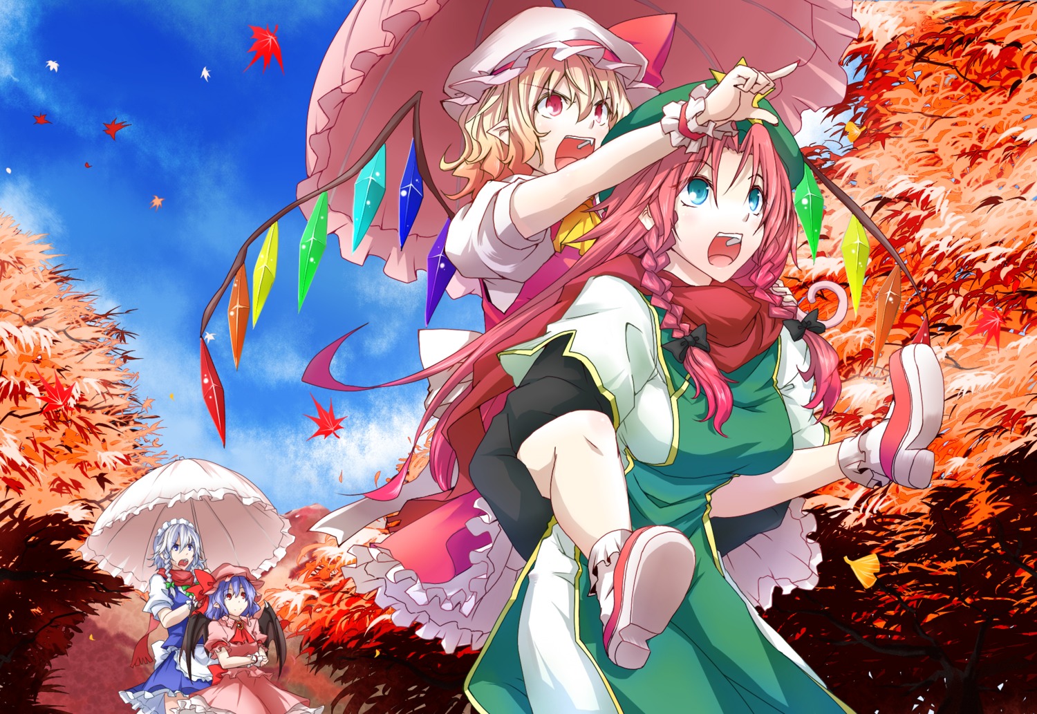 flandre_scarlet hong_meiling izayoi_sakuya kinsenka remilia_scarlet touhou