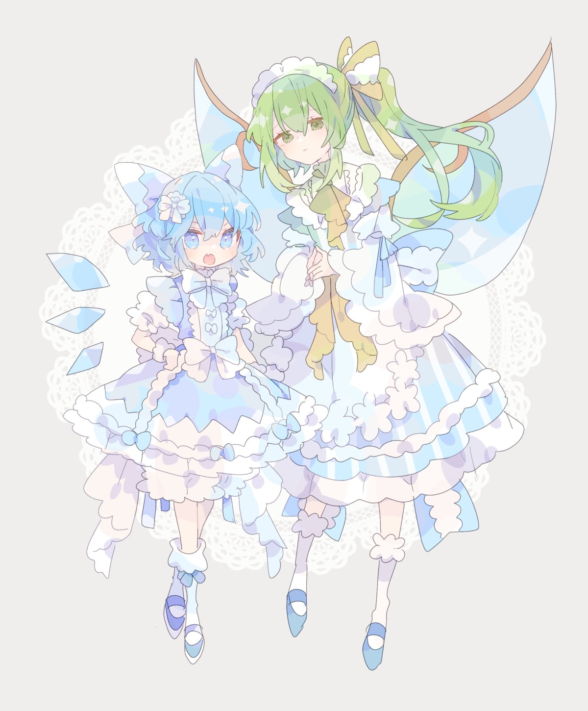 cirno daiyousei maid nikorashika touhou wings