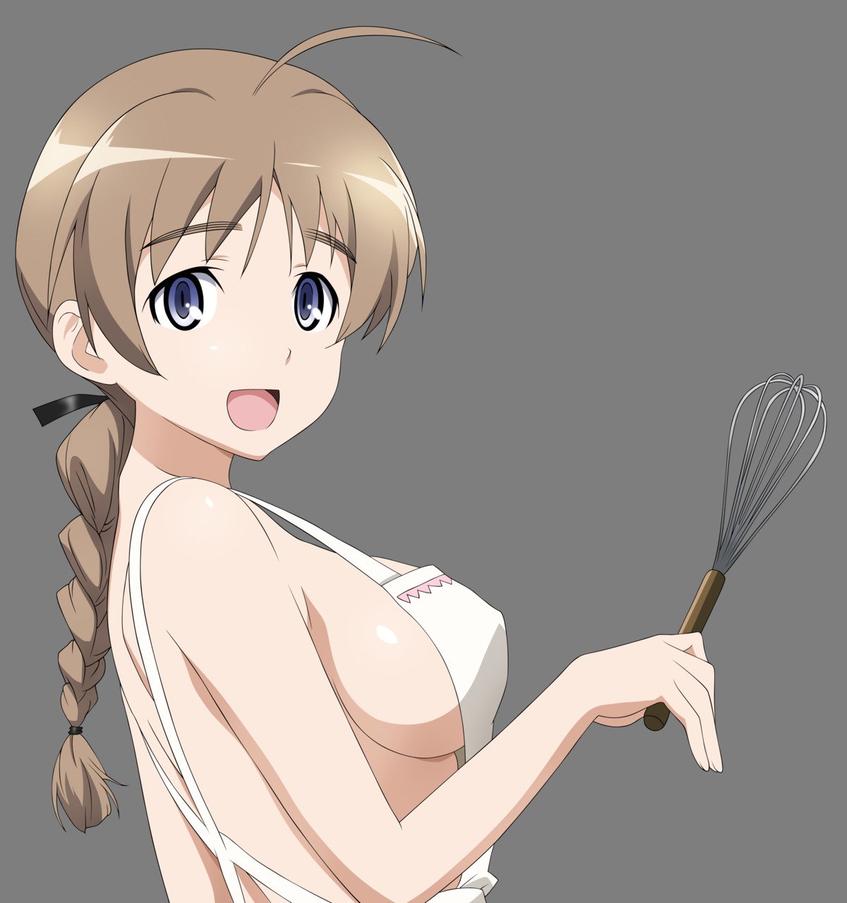 lynette_bishop naked_apron strike_witches transparent_png vector_trace yamakawa_kouji