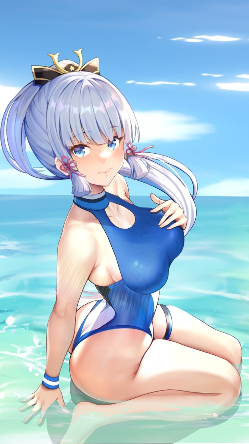 garter genshin_impact kamisato_ayaka niduannowu swimsuits wet