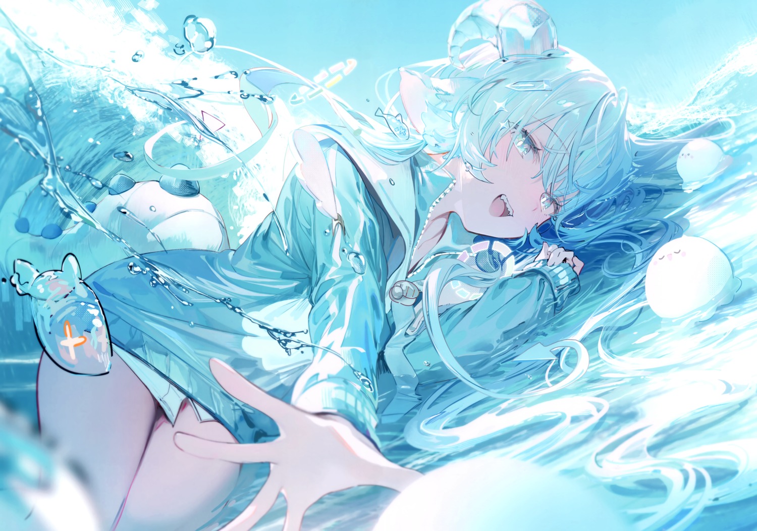 animal_ears horns kinniku_poyopoyo tail umibouzu wet