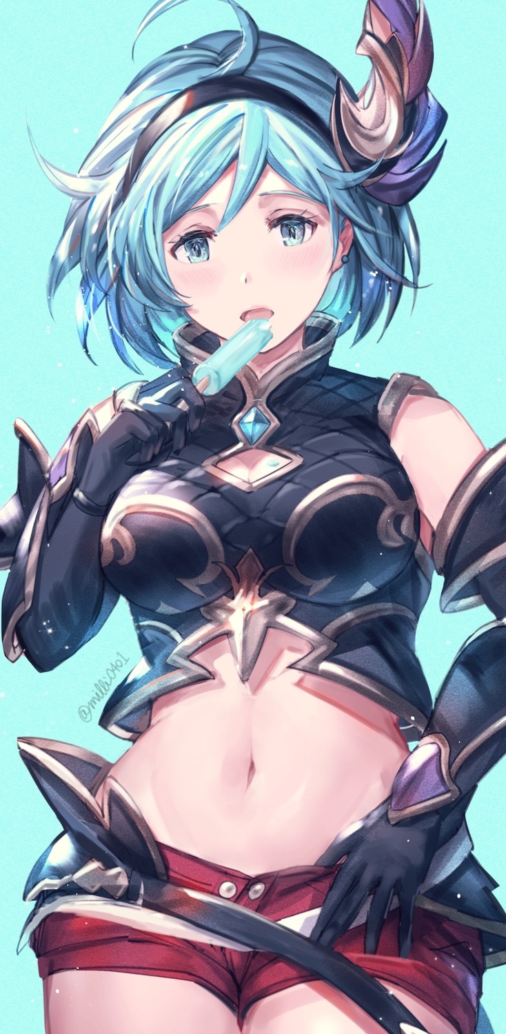 armor cleavage djeeta_(granblue_fantasy) granblue_fantasy milli_little