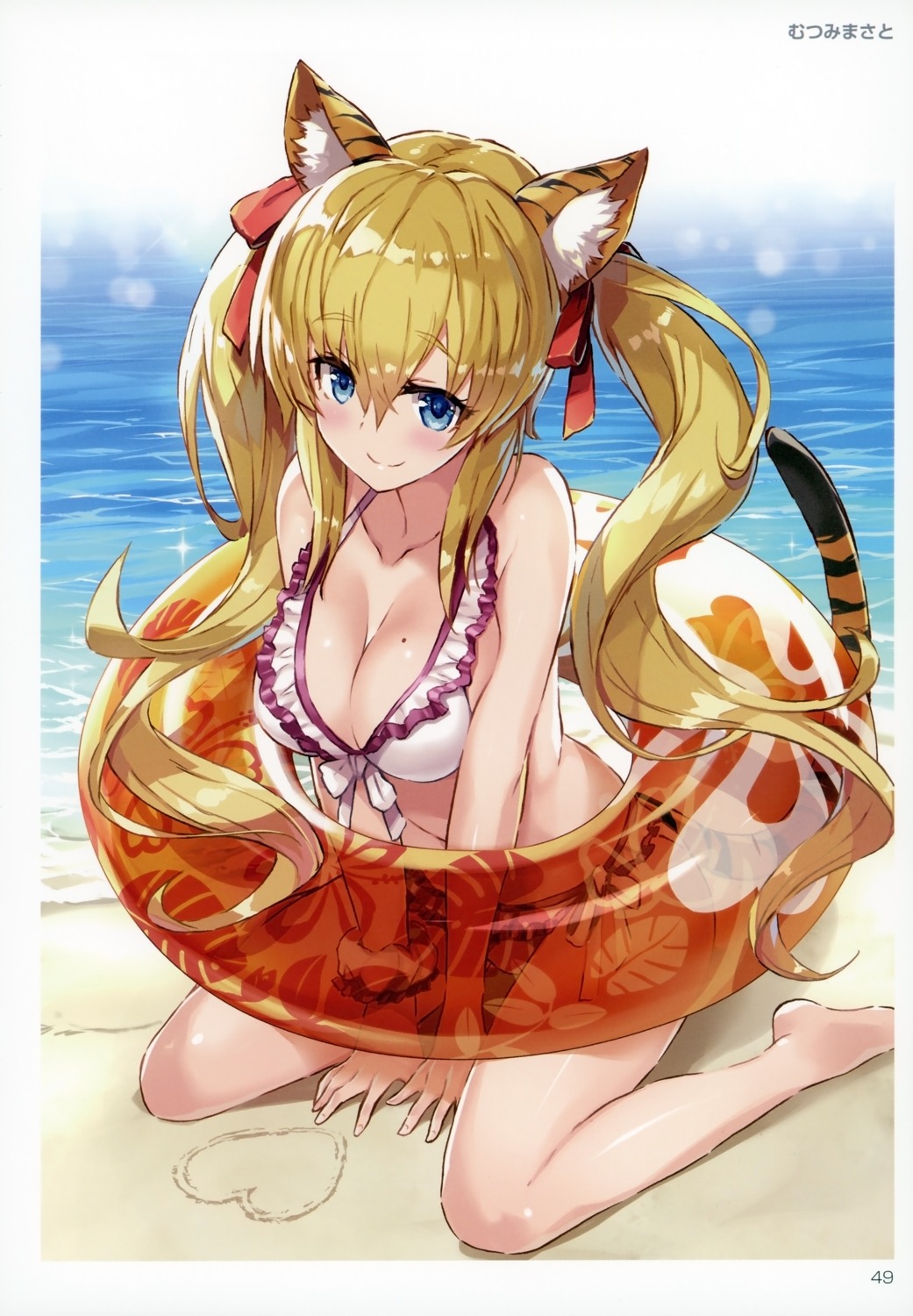 animal_ears bikini cleavage mutsumi_masato swimsuits tail toranoana