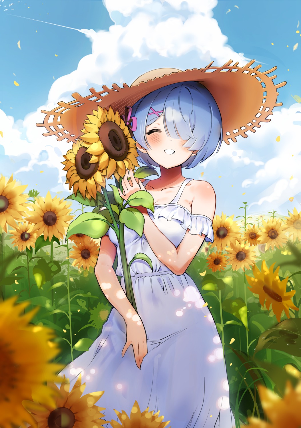 dress oh_(aung_ae) re_zero_kara_hajimeru_isekai_seikatsu rem_(re_zero) summer_dress