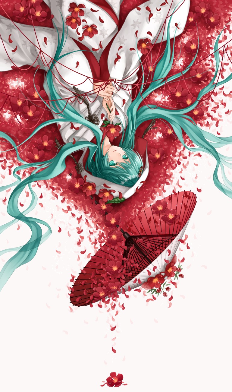 hatsune_miku kimono vocaloid yuuno_(yukioka)