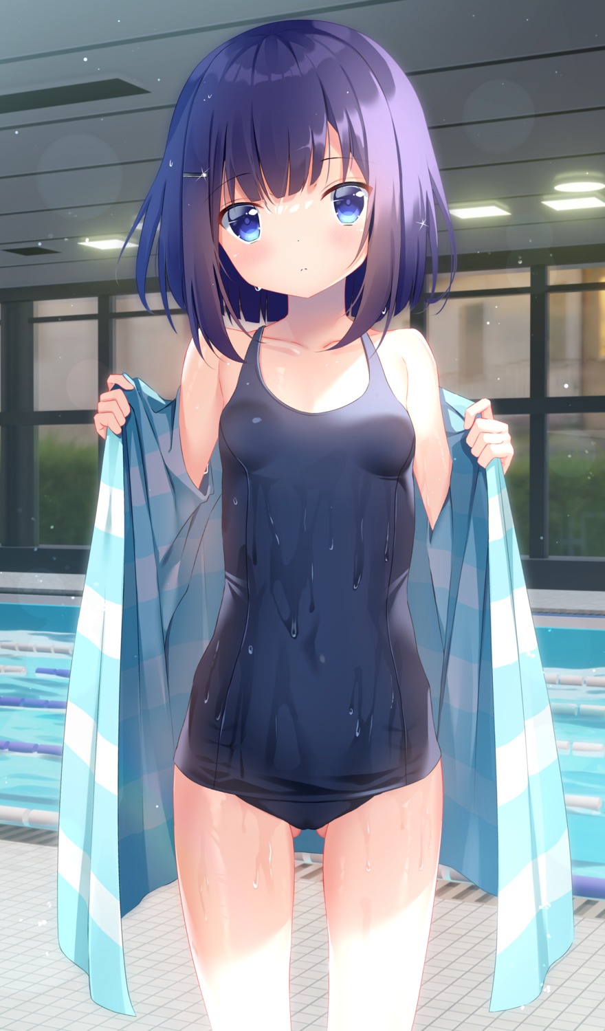 fuiba_fuyu gochuumon_wa_usagi_desu_ka? loli pizzzica school_swimsuit swimsuits undressing wet