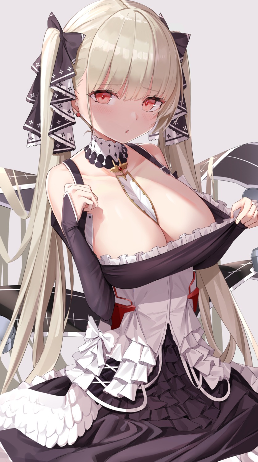 azur_lane formidable_(azur_lane) gothic_lolita kyonta lolita_fashion no_bra undressing