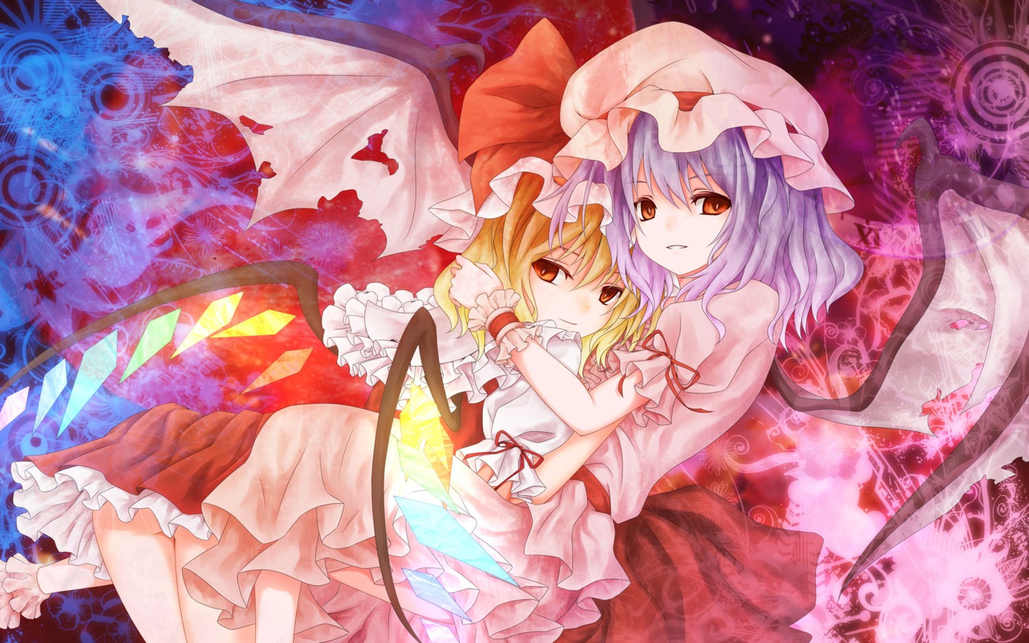 flandre_scarlet kamumiya remilia_scarlet touhou wallpaper wings