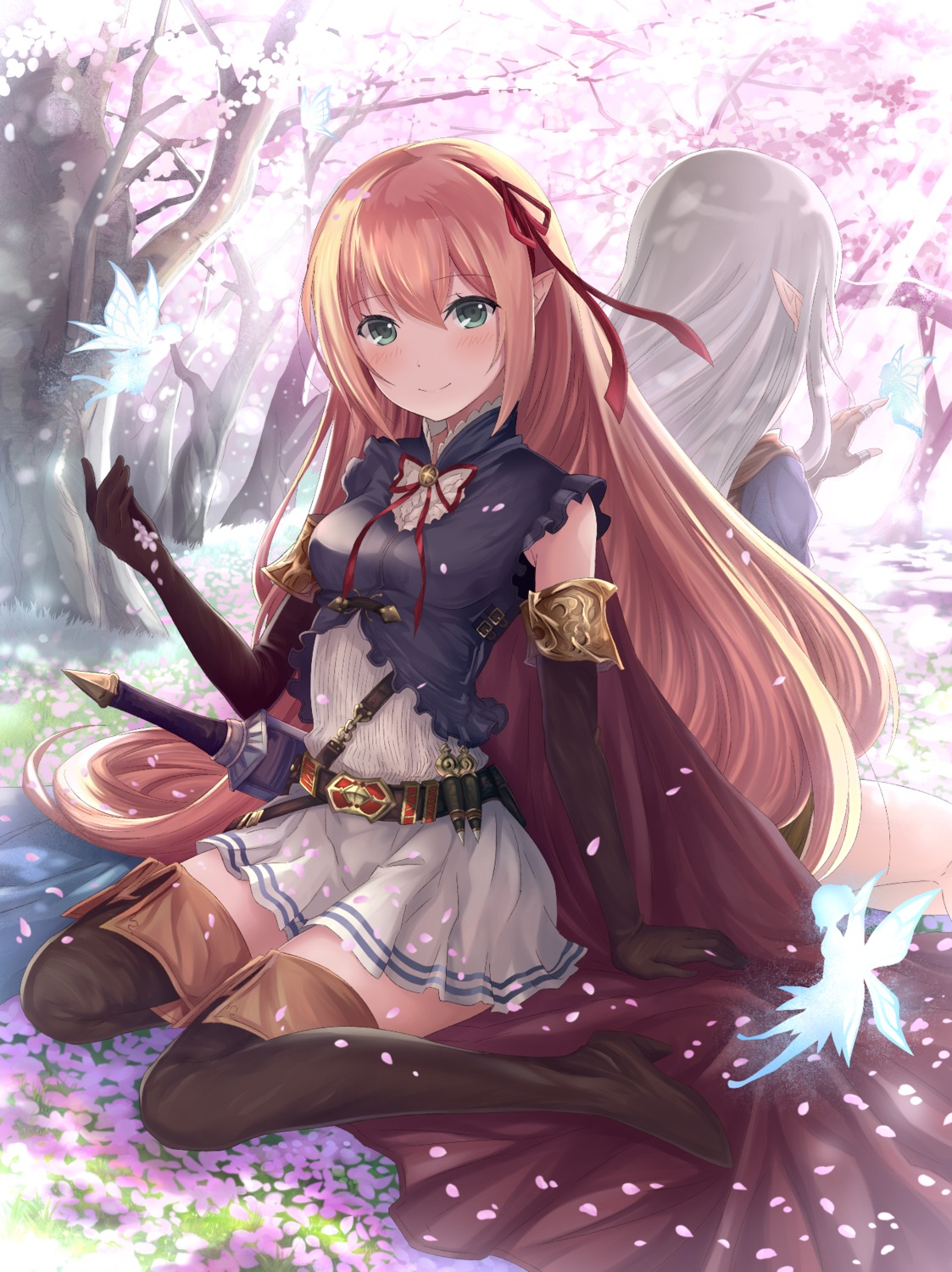 arisa_(shadowverse) heels mamehamu pointy_ears shadowverse sword thighhighs