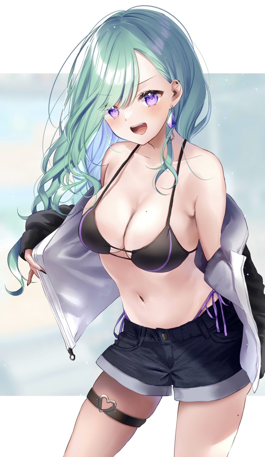 bikini_top garter open_shirt pome_tarou swimsuits undressing vspo! yakumo_beni