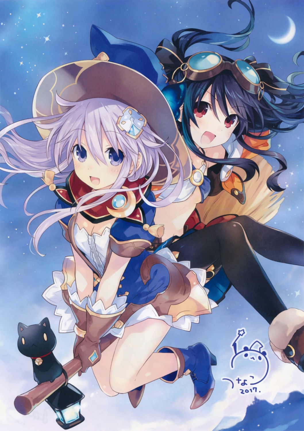 choujigen_game_neptune cleavage four_goddesses_online:_cyber_dimension_neptune heels neko nepgear pantyhose tsunako uni_(choujigen_game_neptune) witch