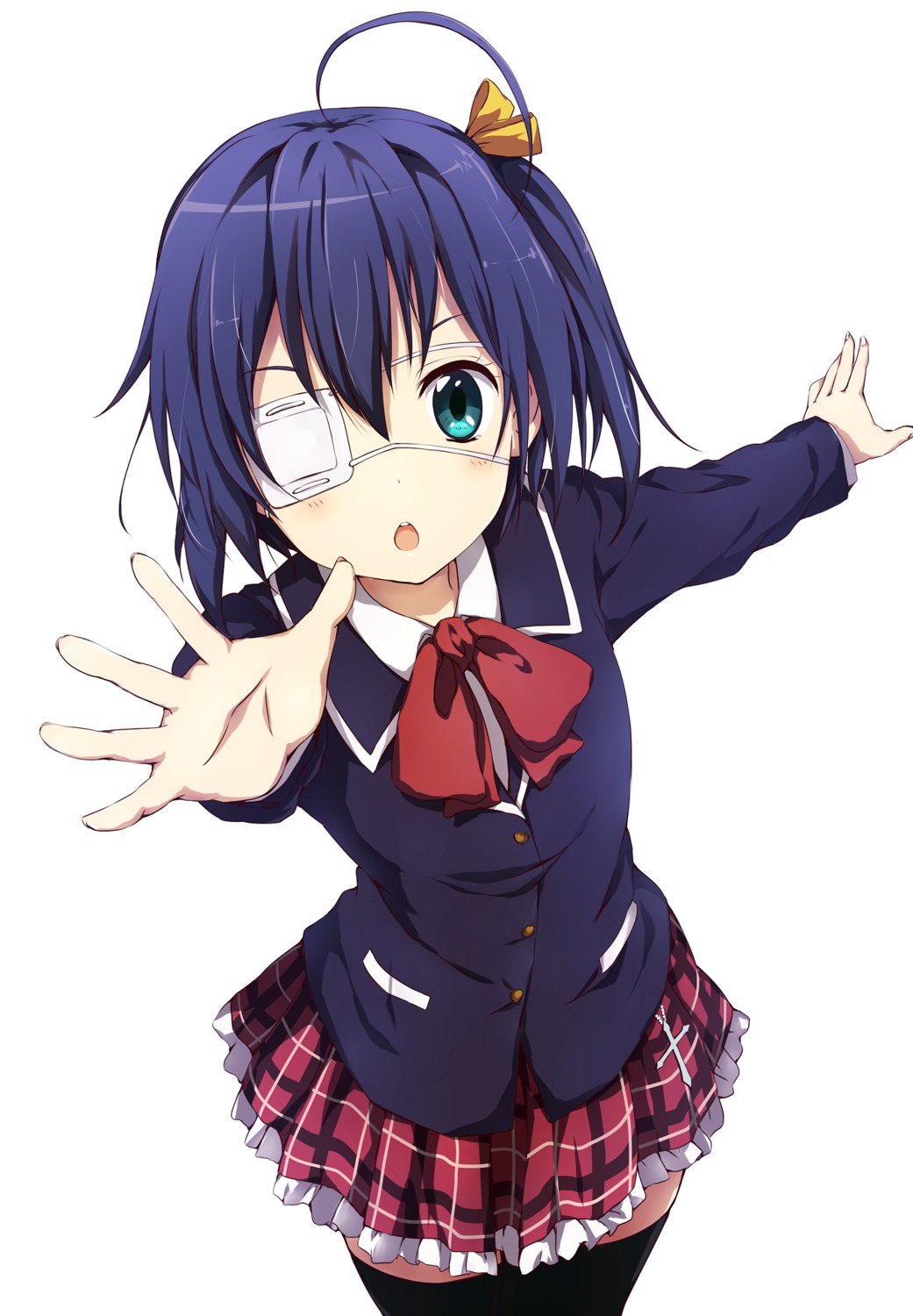 akita_hika chuunibyou_demo_koi_ga_shitai! eyepatch seifuku takanashi_rikka thighhighs