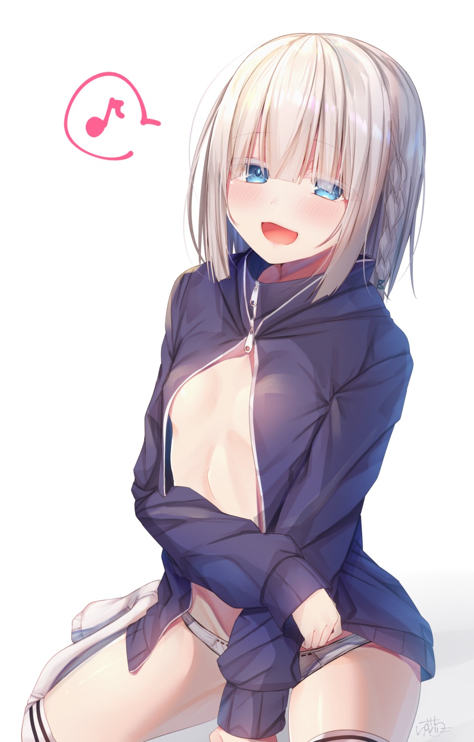 ginpatsu-chan_(ramchi) no_bra open_shirt pantsu ramchi thighhighs