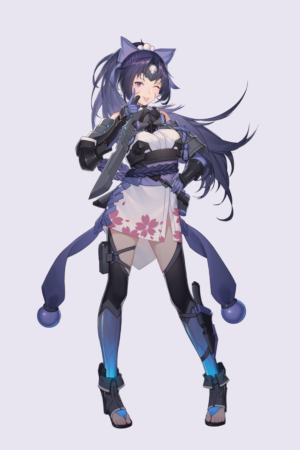 390378812 armor heels japanese_clothes thighhighs weapon