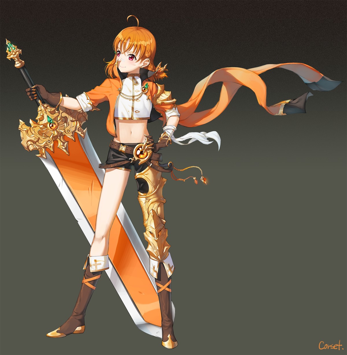 armor bandages corset_(artist) love_live!_sunshine!! sword takami_chika
