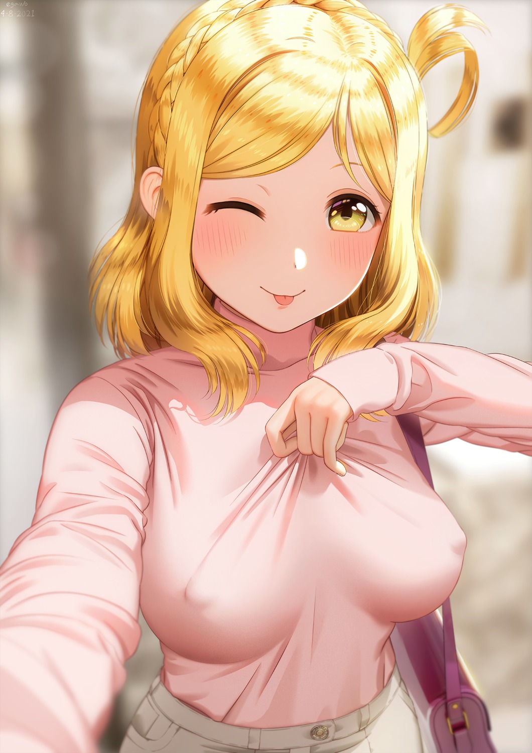 egawo erect_nipples love_live!_sunshine!! no_bra ohara_mari selfie