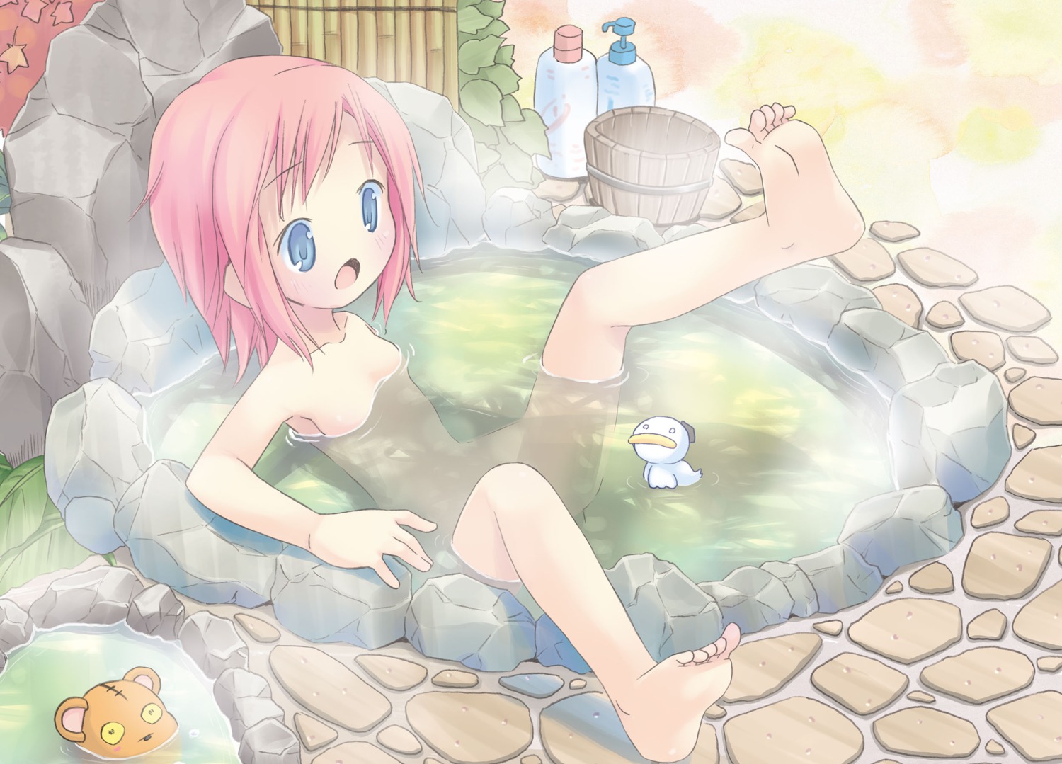 ah-kun bathing feet loli moetan naked nijihara_ink onsen pop wet