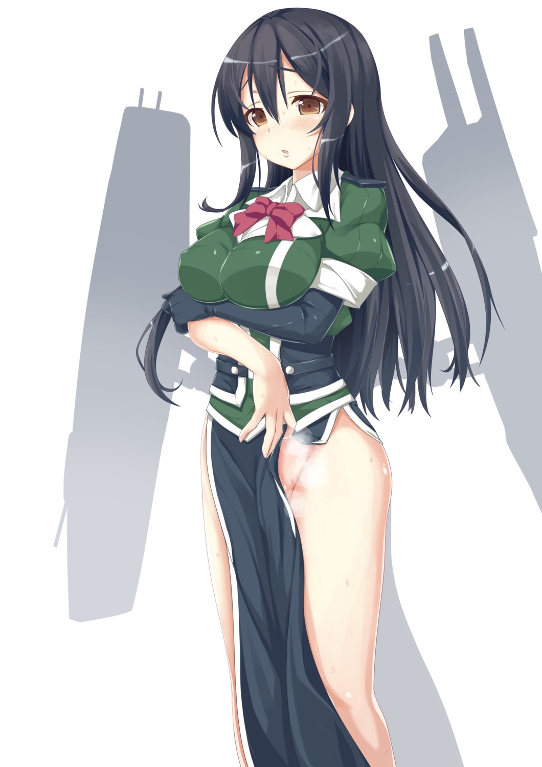 chikuma_(kancolle) erect_nipples kantai_collection nopan pussy satoochief uniform