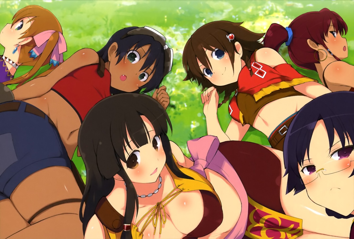 amy_(gargantia) bellows cleavage mayta megane melty_(gargantia) ridget saaya_(gargantia) suisei_no_gargantia yaegashi_nan