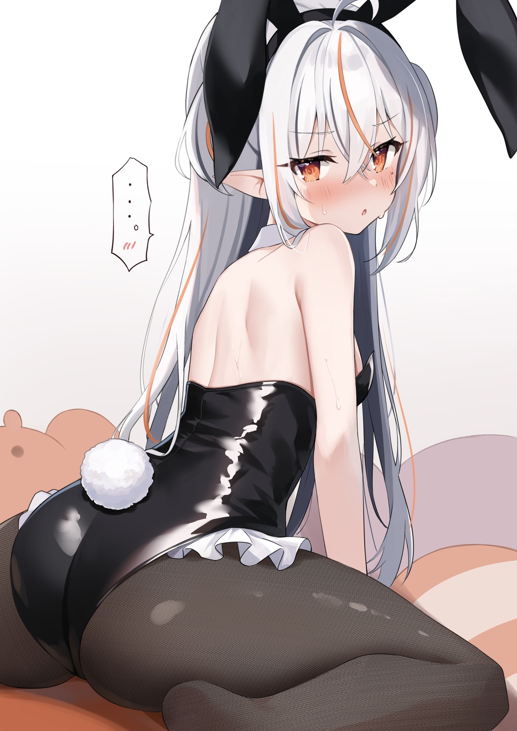 animal_ears ass bunny_ears bunny_girl no_bra okiq pantyhose pointy_ears tail