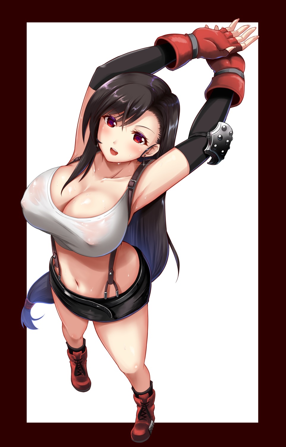 areola erect_nipples final_fantasy final_fantasy_vii no_bra see_through shirt_lift tifa_lockhart yuki_mizore