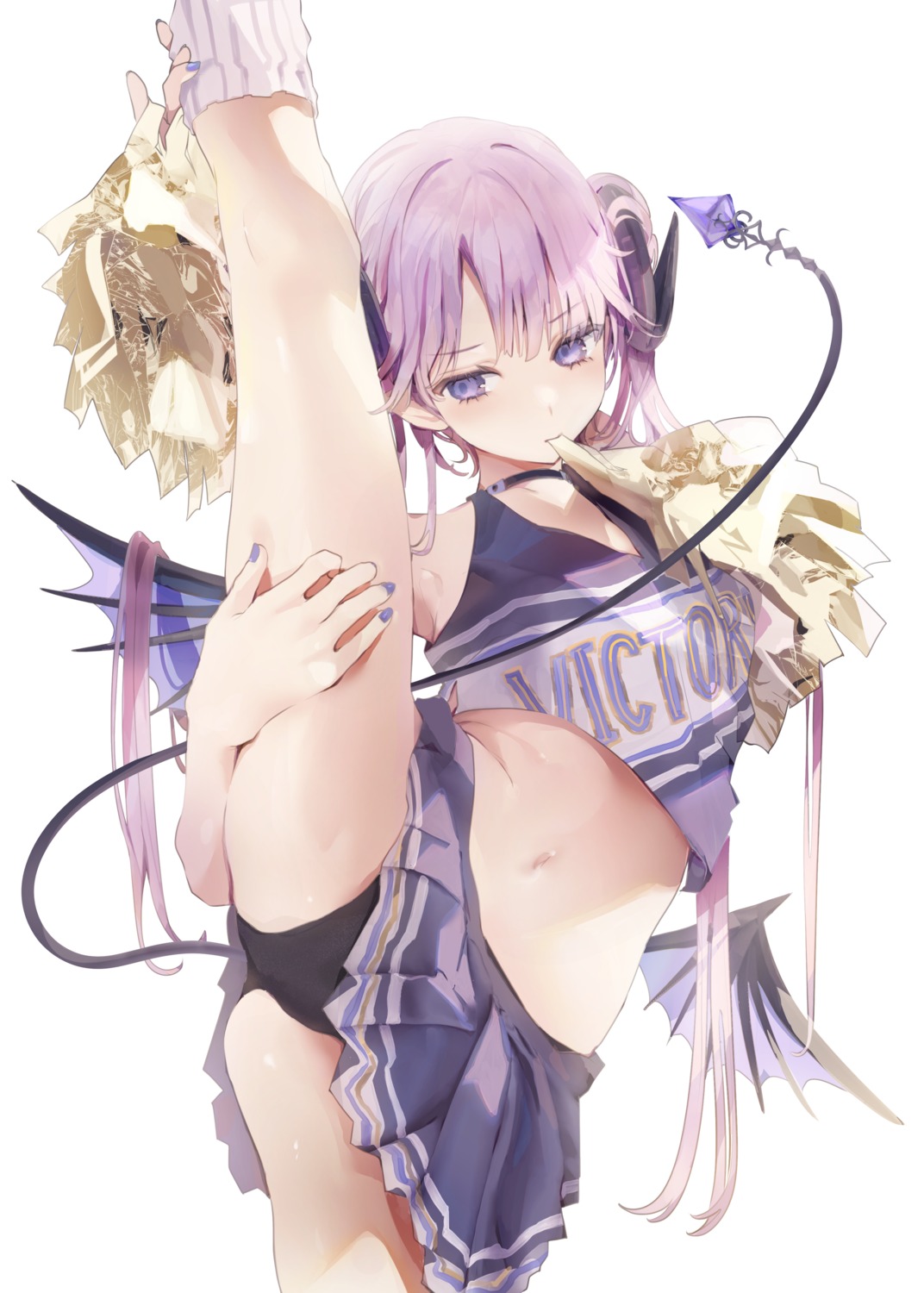 cheerleader horns iijima_masashi pantsu skirt_lift tail wings
