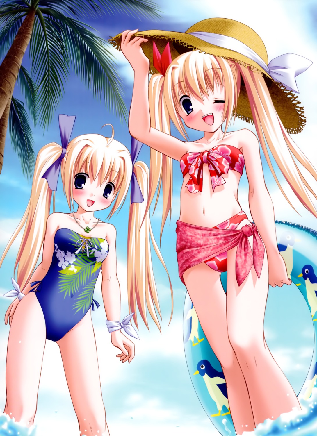 bikini clover_hearts mikoshiba_rea mikoshiba_rio nimura_yuuji swimsuits