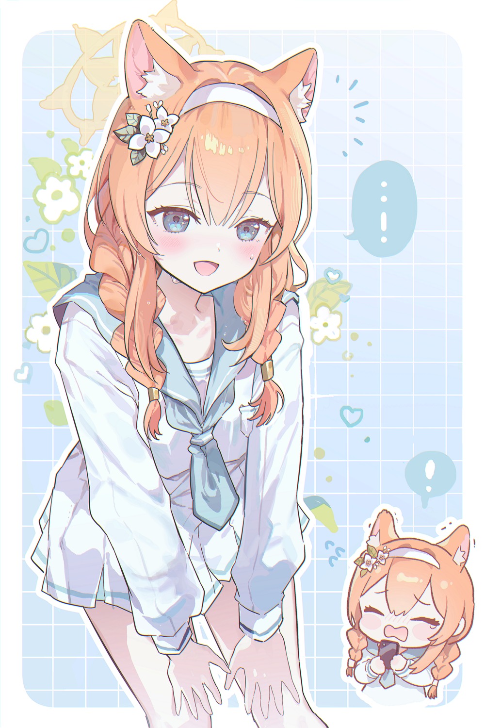 0202ase animal_ears blue_archive chibi halo iochi_mari nekomimi seifuku