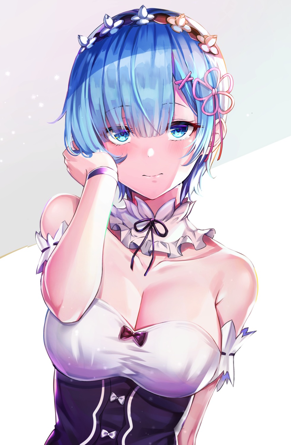 artist_revision cleavage maid re_zero_kara_hajimeru_isekai_seikatsu rem_(re_zero) sunhyun