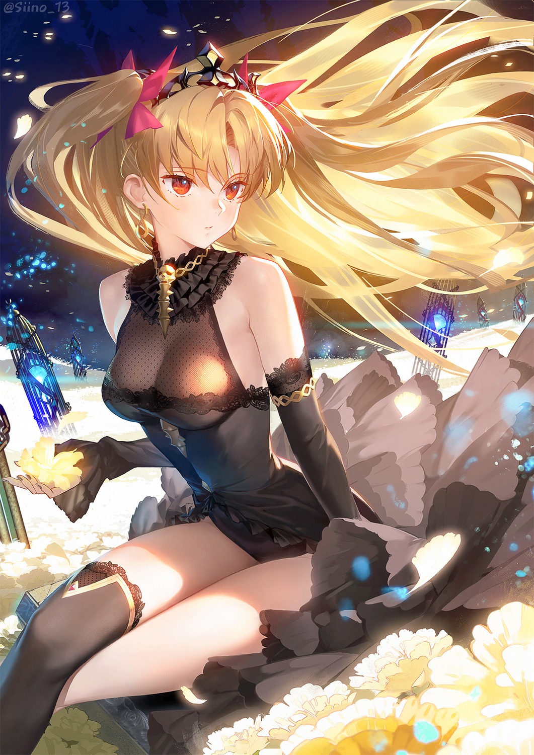 dress ereshkigal_(fate/grand_order) fate/grand_order no_bra see_through siino thighhighs