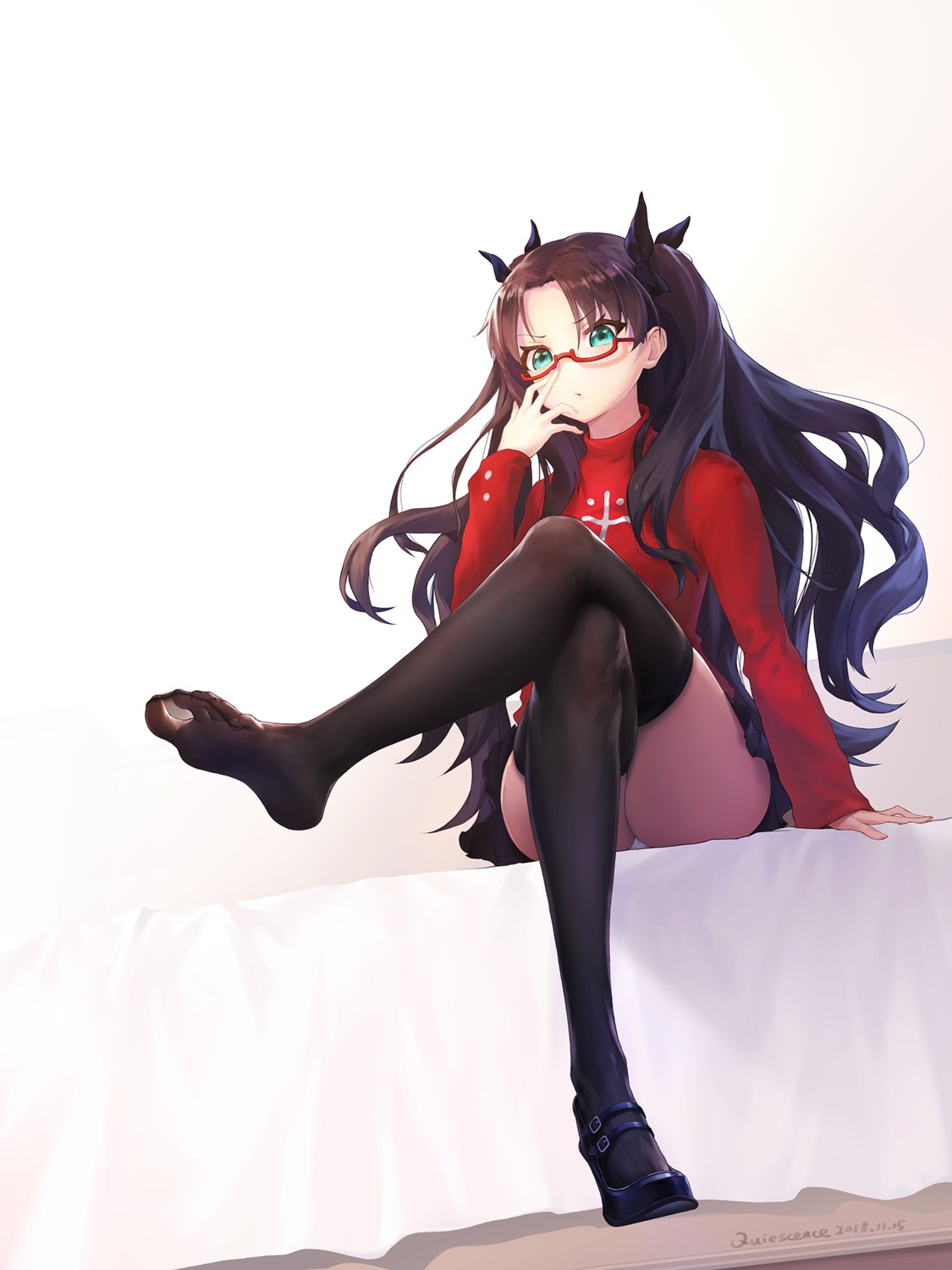 artist_revision fate/stay_night feet megane pantsu shinchintaisha thighhighs toosaka_rin