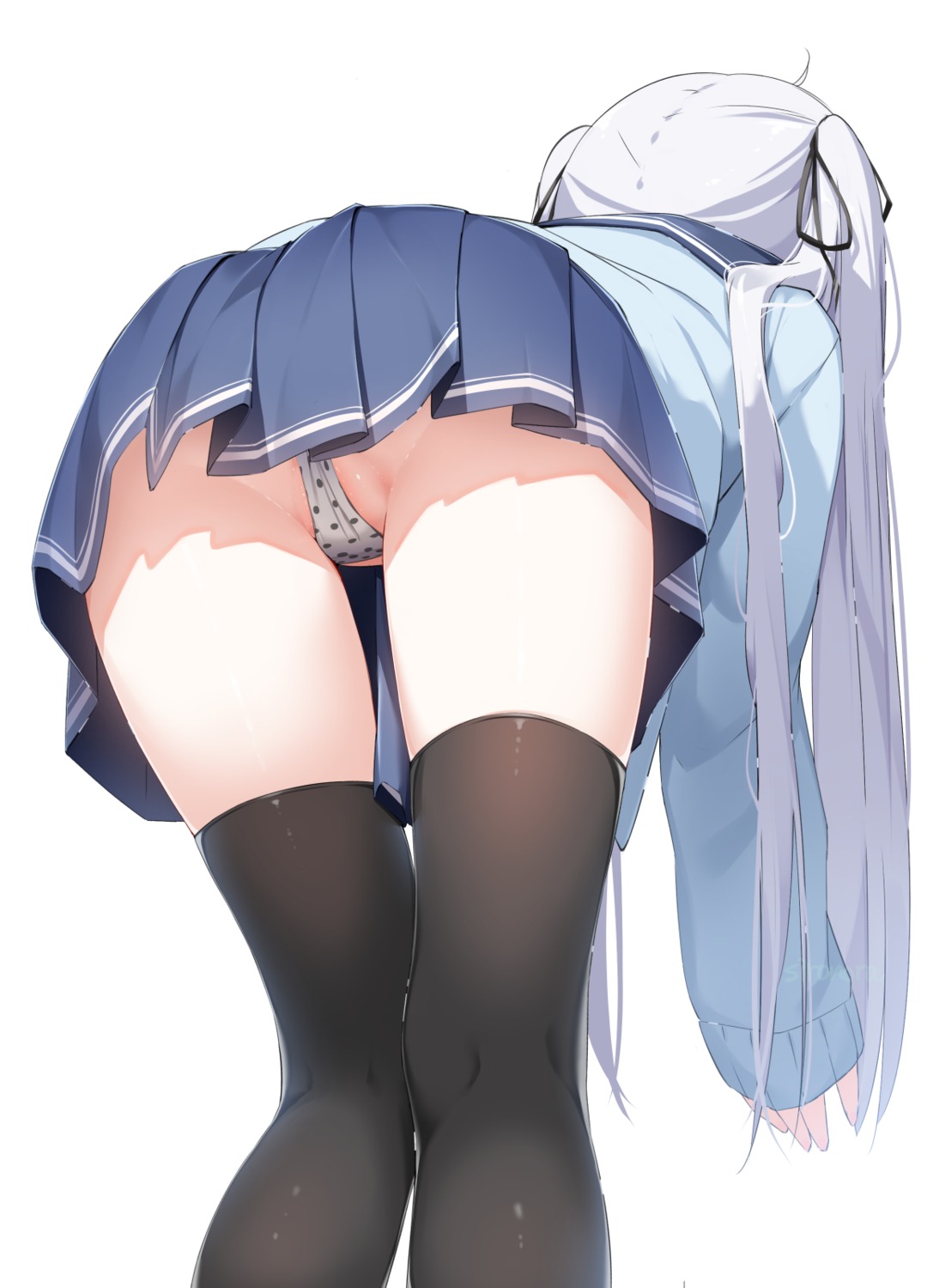 ass loli pantsu seifuku shironora skirt_lift sweater thighhighs thong