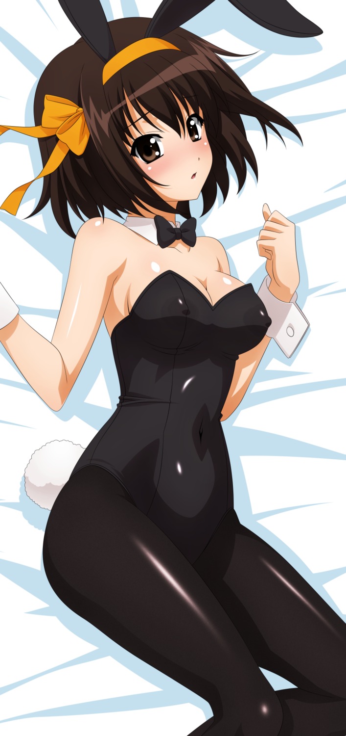 animal_ears bunny_ears bunny_girl cleavage erect_nipples over_drive pantyhose suzumiya_haruhi suzumiya_haruhi_no_yuuutsu wave_ride