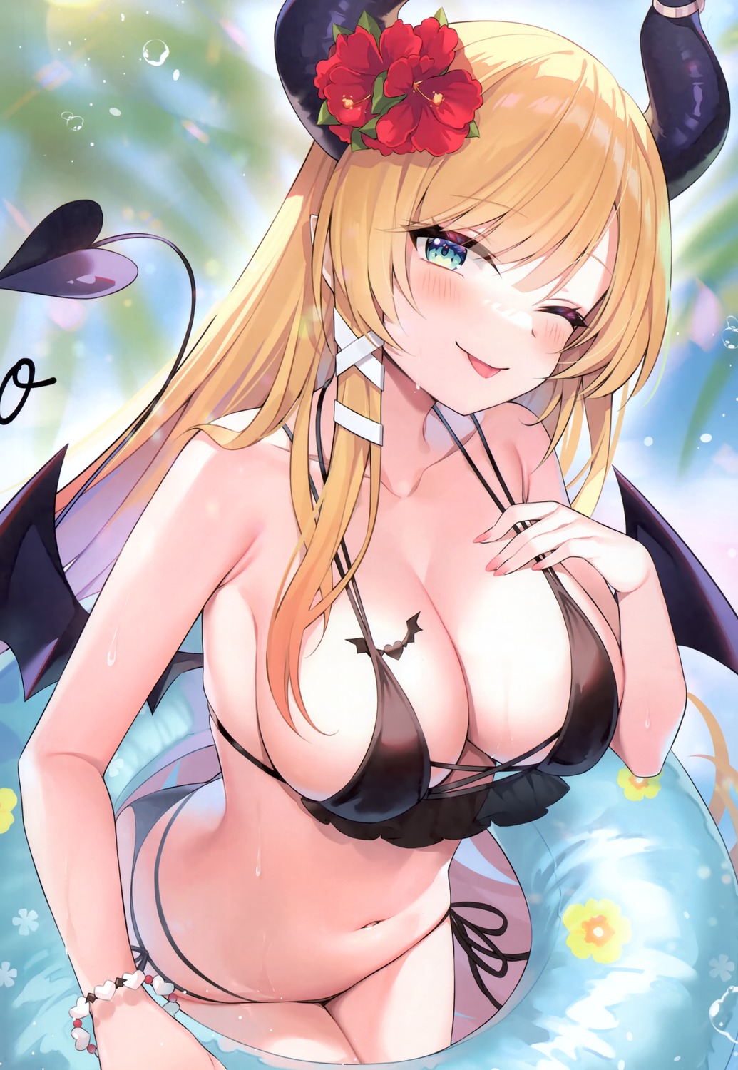 ayamy bikini hachigo hololive horns swimsuits tail yuzuki_choco