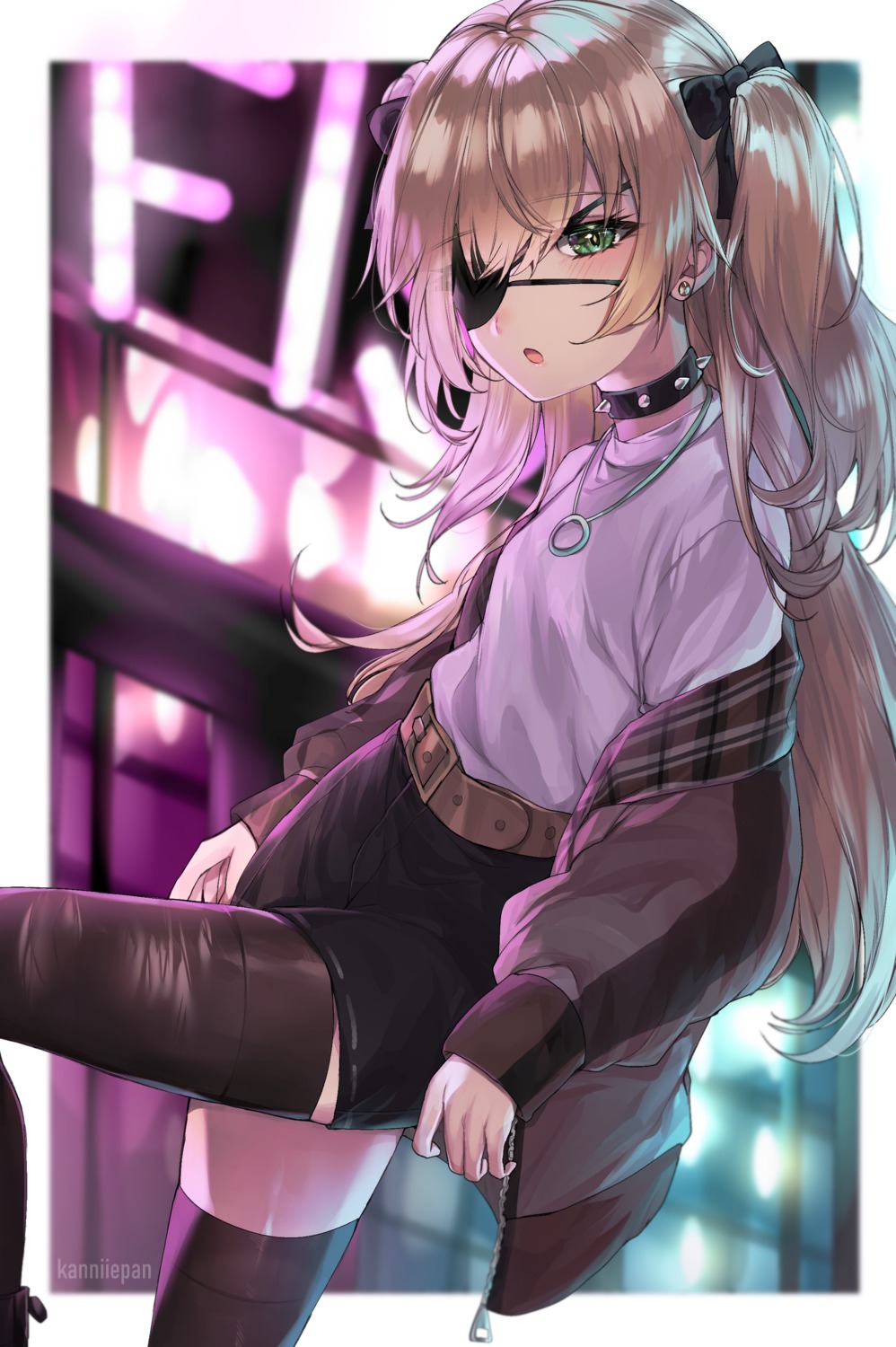 eyepatch fischl genshin_impact kanniiepan thighhighs