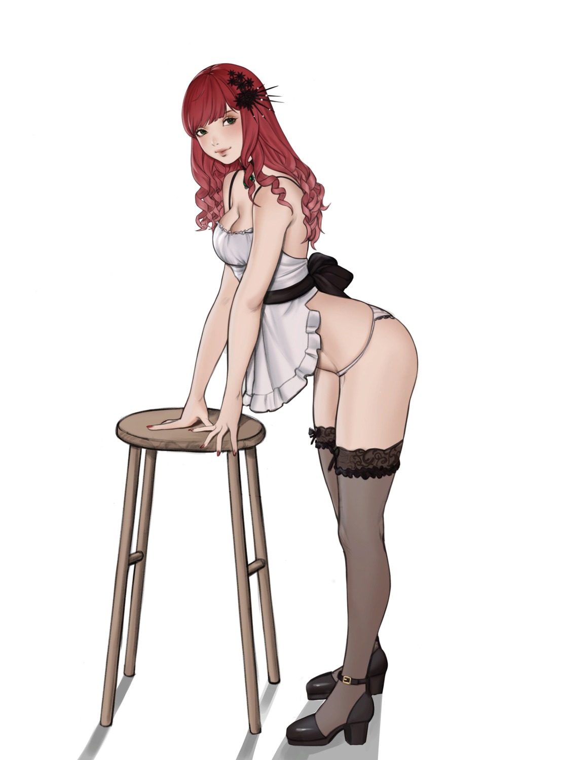 heels maid naked_apron pantsu quilm3 thighhighs