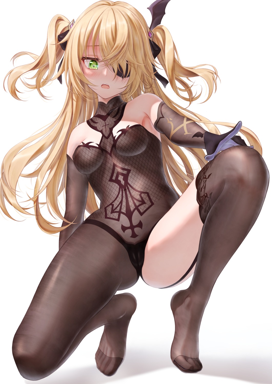 bae.c cameltoe eyepatch fischl genshin_impact leotard stockings thighhighs