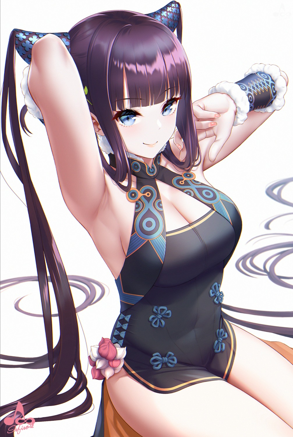 asian_clothes cleavage fate/grand_order horns infinote no_bra yang_guifei_(fate/grand_order)