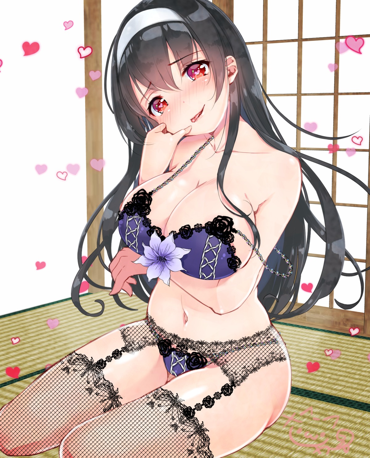 bra breast_hold cleavage fishnets garter_belt kasumigaoka_utaha lingerie pantsu saenai_heroine_no_sodatekata sawa_(sawasaku) stockings thighhighs