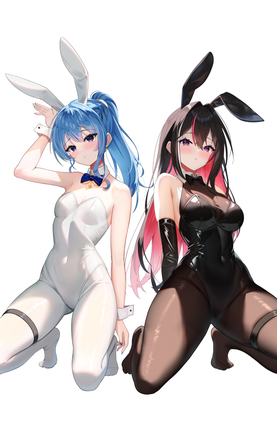 animal_ears azki_(hololive) bunny_ears bunny_girl garter hololive hoshimachi_suisei no_bra pantyhose teru_(teru170)