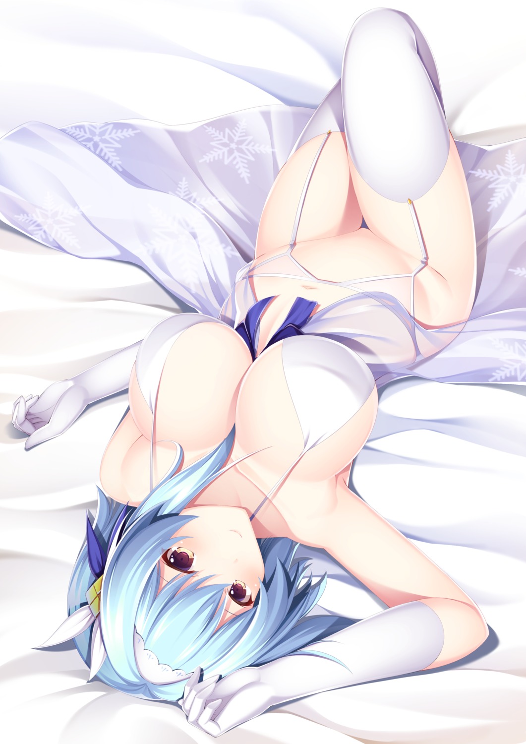 dress eula garter_belt genshin_impact kishimen no_bra nopan see_through skirt_lift stockings thighhighs