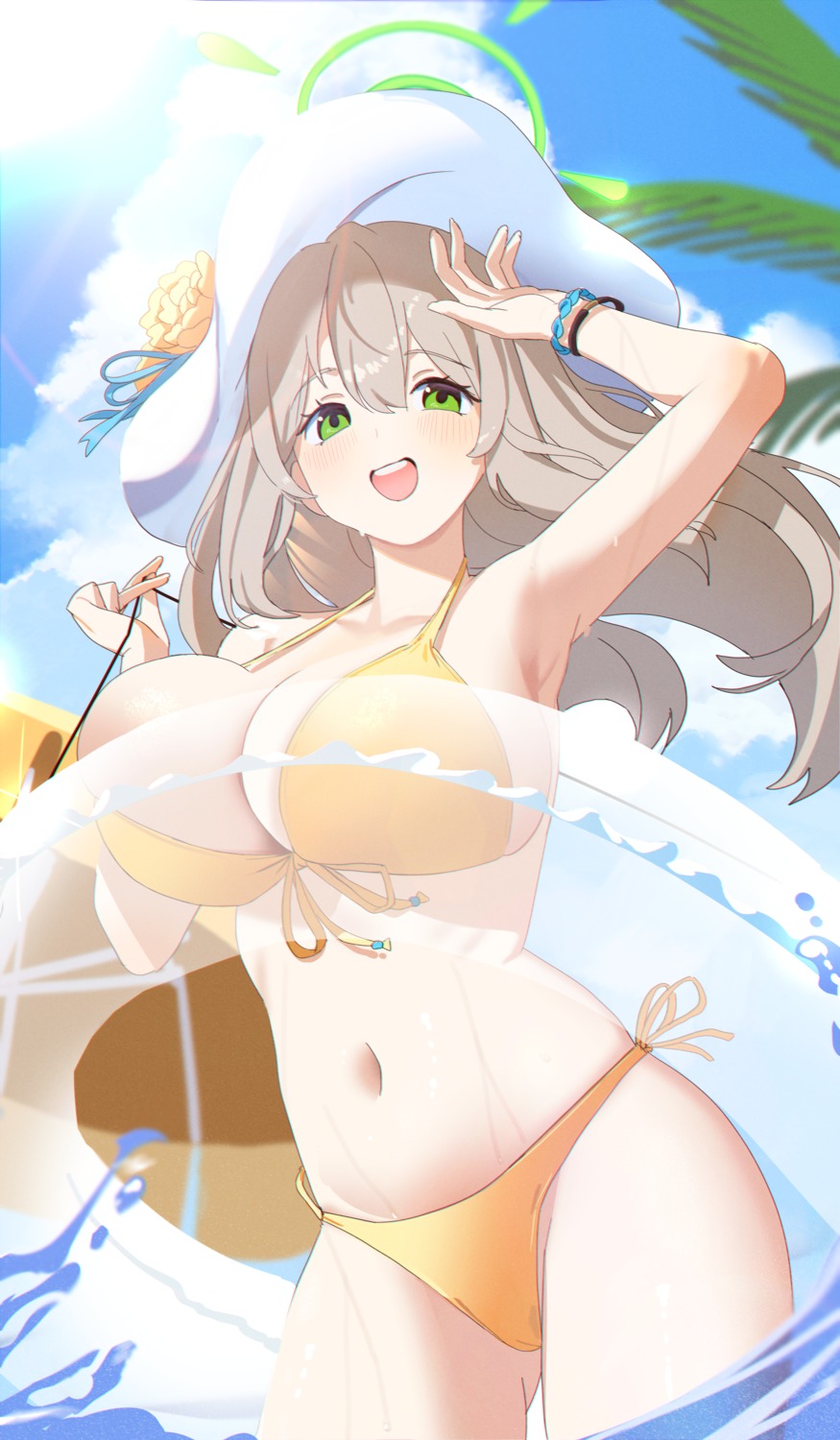 bikini blue_archive halo izayoi_nonomi jiki_(gkdlfnzo1245) swimsuits wet