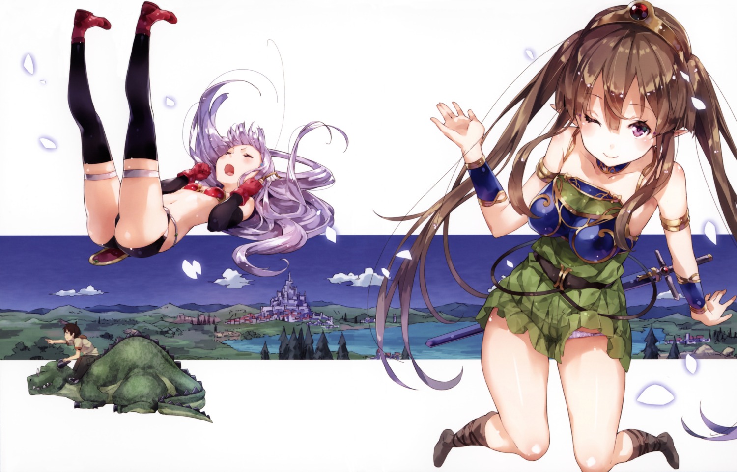 armor bikini_armor dress myuseru_foaran outbreak_company pantsu petralka_anne_eldant_iii sword thighhighs yuugen