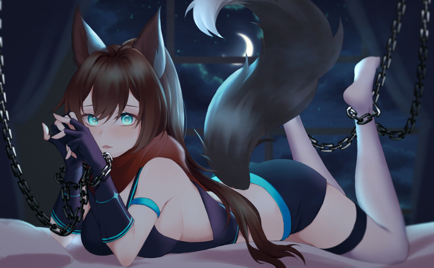 animal_ears bondage mokuyu tail thighhighs