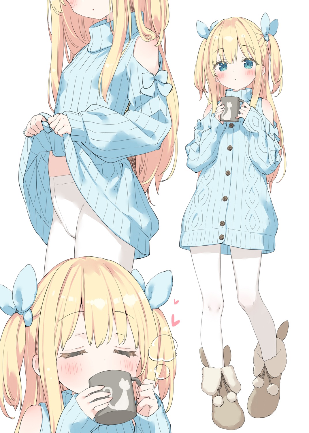 dress kani_biimu loli pantyhose shimotsuki_potofu skirt_lift sweater