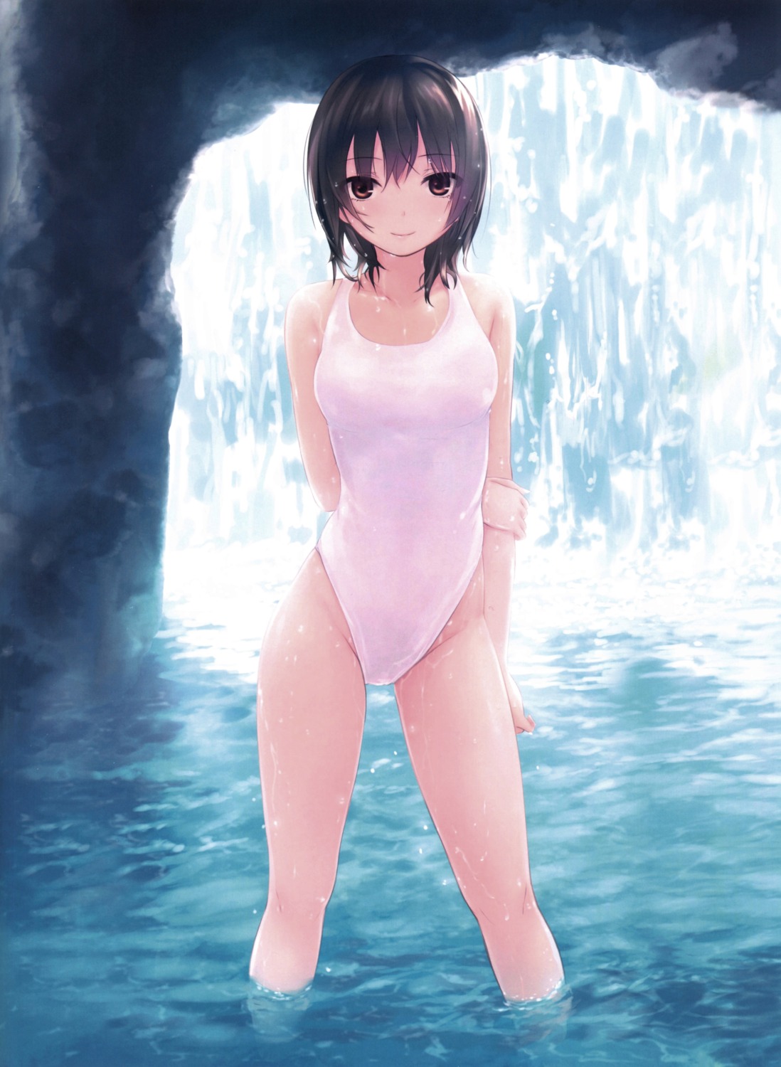 aoyama_sumika cleavage coffee-kizoku swimsuits wet