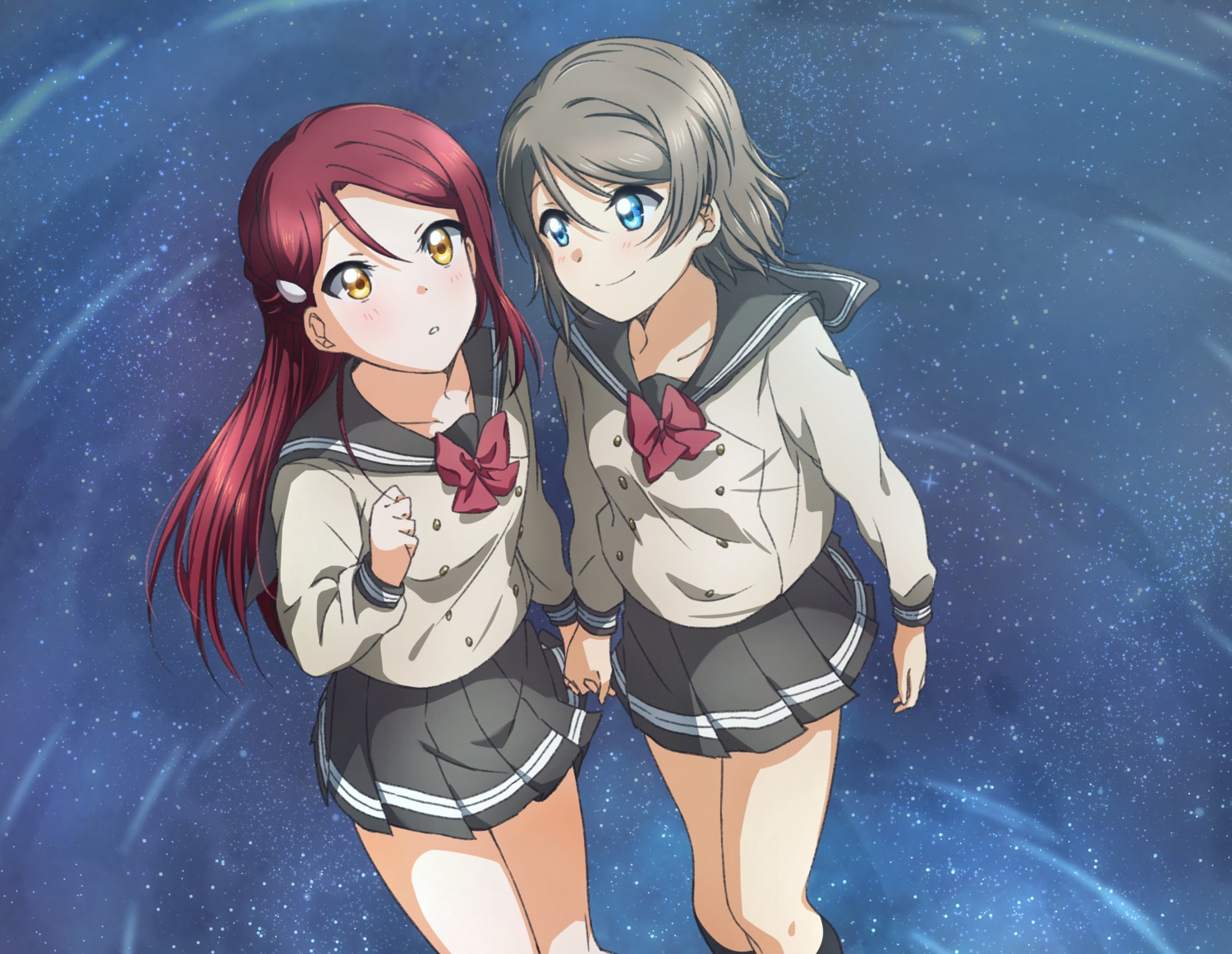 love_live!_sunshine!! sakurauchi_riko seifuku watanabe_you yuchi_(salmon-1000) yuri