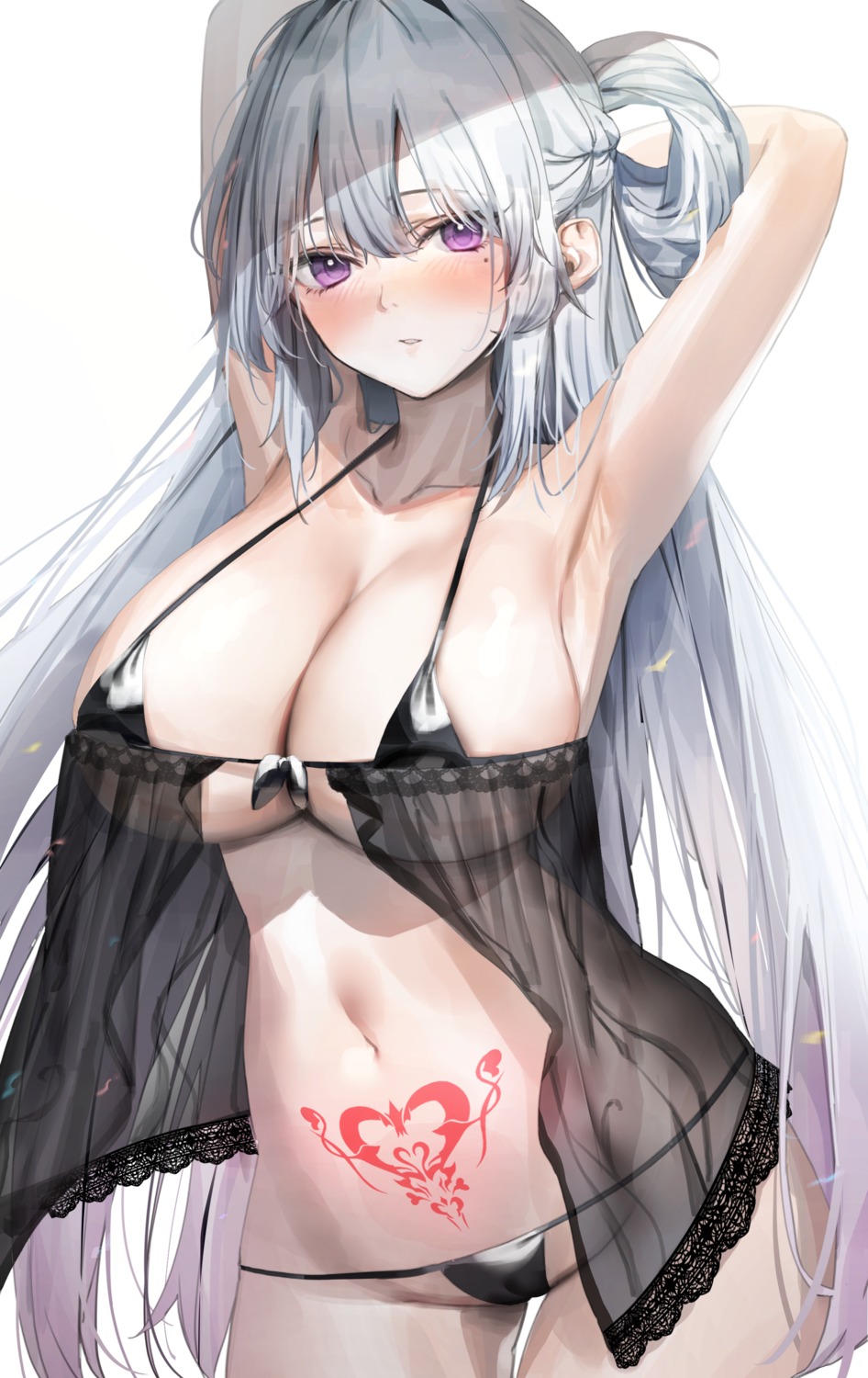 bra cameltoe lingerie pantsu poharo saebu's_character see_through tattoo